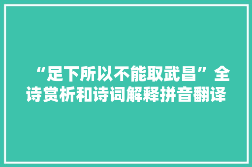 “足下所以不能取武昌”全诗赏析和诗词解释拼音翻译