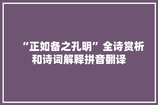 “正如备之孔明”全诗赏析和诗词解释拼音翻译