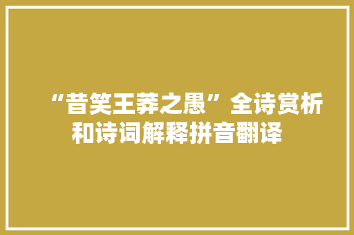 “昔笑王莽之愚”全诗赏析和诗词解释拼音翻译