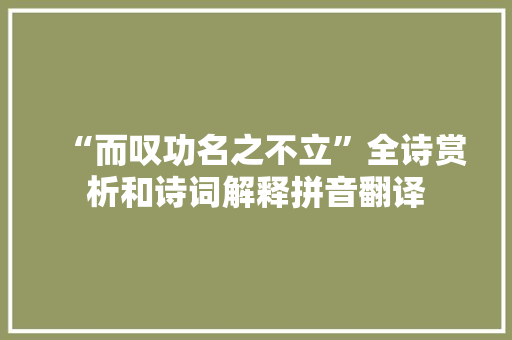 “而叹功名之不立”全诗赏析和诗词解释拼音翻译