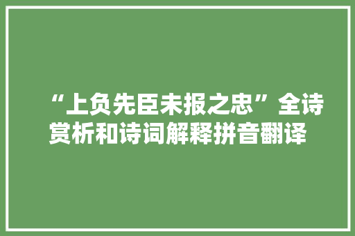 “上负先臣未报之忠”全诗赏析和诗词解释拼音翻译