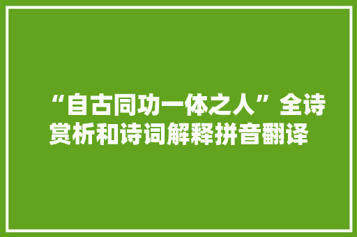 “自古同功一体之人”全诗赏析和诗词解释拼音翻译