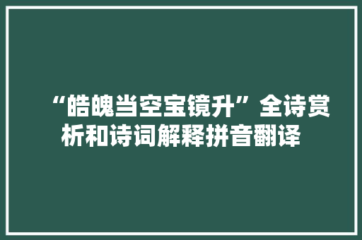 “皓魄当空宝镜升”全诗赏析和诗词解释拼音翻译