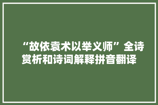 “故依袁术以举义师”全诗赏析和诗词解释拼音翻译