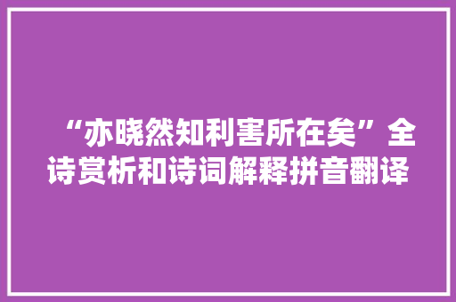 “亦晓然知利害所在矣”全诗赏析和诗词解释拼音翻译