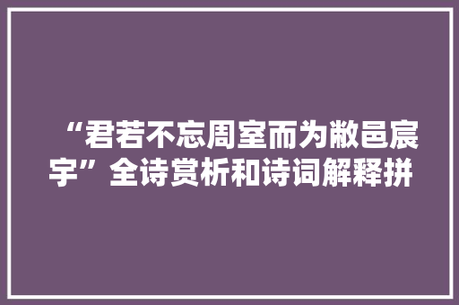 “君若不忘周室而为敝邑宸宇”全诗赏析和诗词解释拼音翻译