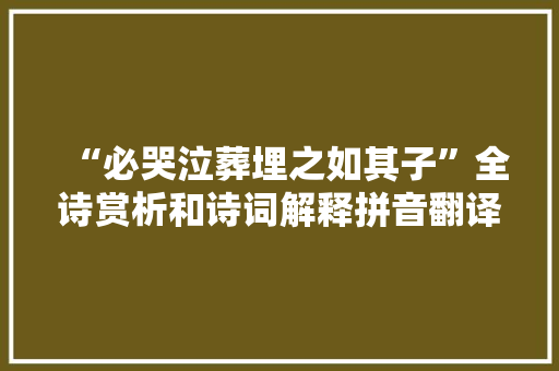 “必哭泣葬埋之如其子”全诗赏析和诗词解释拼音翻译