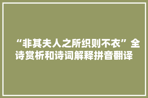 “非其夫人之所织则不衣”全诗赏析和诗词解释拼音翻译