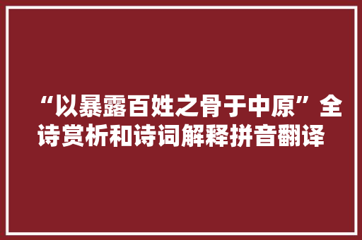 “以暴露百姓之骨于中原”全诗赏析和诗词解释拼音翻译