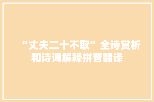 “丈夫二十不取”全诗赏析和诗词解释拼音翻译