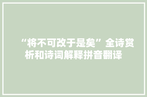 “将不可改于是矣”全诗赏析和诗词解释拼音翻译