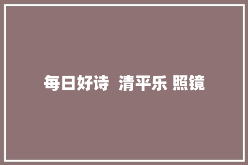 每日好诗  清平乐 照镜