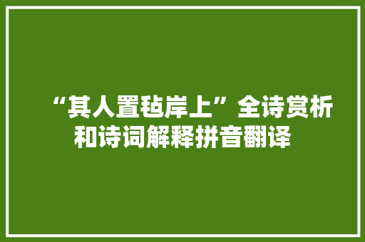 “其人置毡岸上”全诗赏析和诗词解释拼音翻译