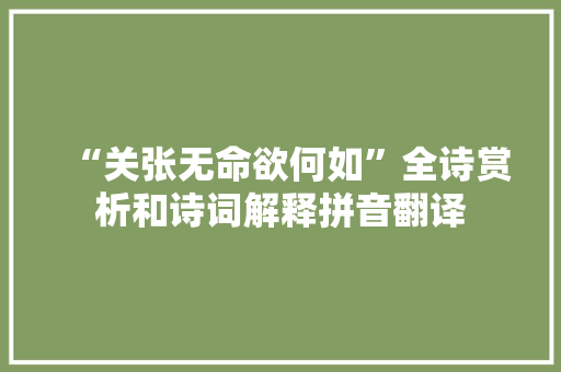 “关张无命欲何如”全诗赏析和诗词解释拼音翻译