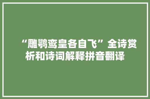 “雕鹗鸾皇各自飞”全诗赏析和诗词解释拼音翻译