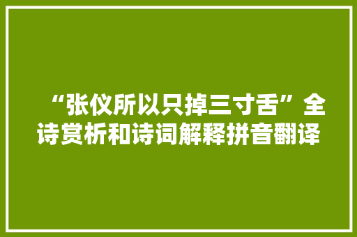 “张仪所以只掉三寸舌”全诗赏析和诗词解释拼音翻译