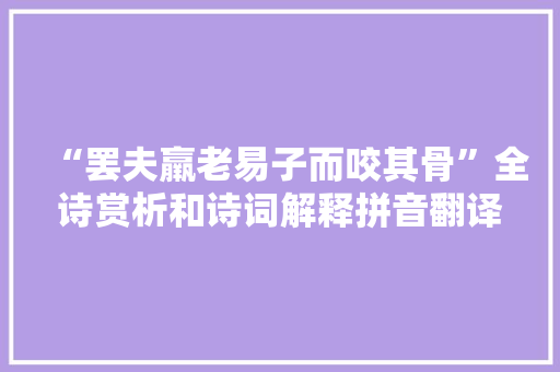 “罢夫羸老易子而咬其骨”全诗赏析和诗词解释拼音翻译