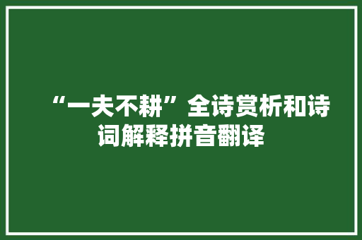 “一夫不耕”全诗赏析和诗词解释拼音翻译