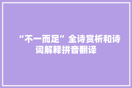 “不一而足”全诗赏析和诗词解释拼音翻译