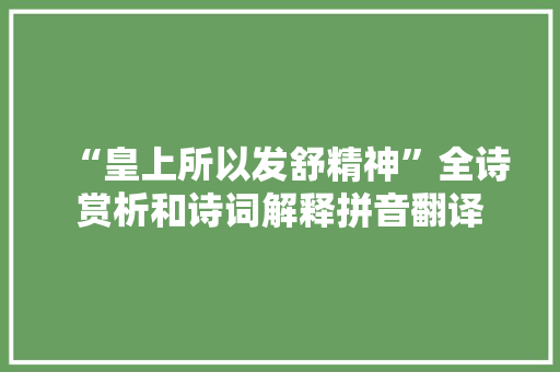 “皇上所以发舒精神”全诗赏析和诗词解释拼音翻译