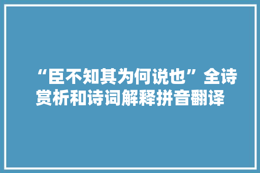 “臣不知其为何说也”全诗赏析和诗词解释拼音翻译