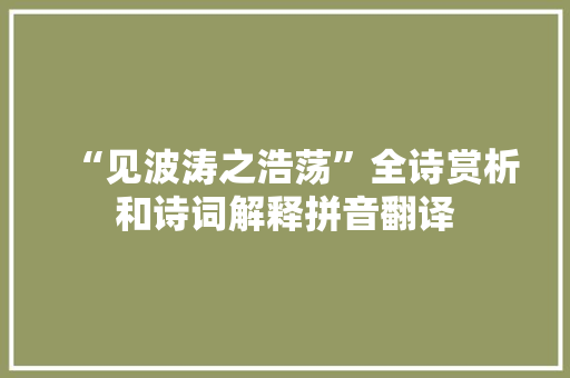 “见波涛之浩荡”全诗赏析和诗词解释拼音翻译