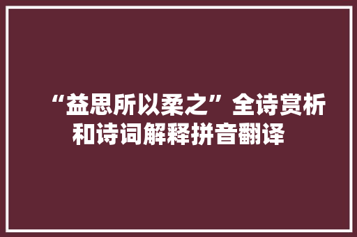 “益思所以柔之”全诗赏析和诗词解释拼音翻译