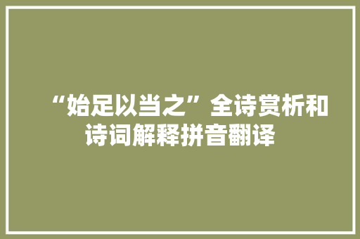 “始足以当之”全诗赏析和诗词解释拼音翻译