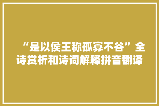 “是以侯王称孤寡不谷”全诗赏析和诗词解释拼音翻译