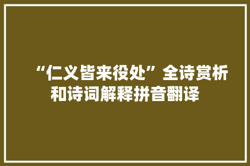 “仁义皆来役处”全诗赏析和诗词解释拼音翻译