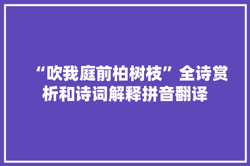 “吹我庭前柏树枝”全诗赏析和诗词解释拼音翻译