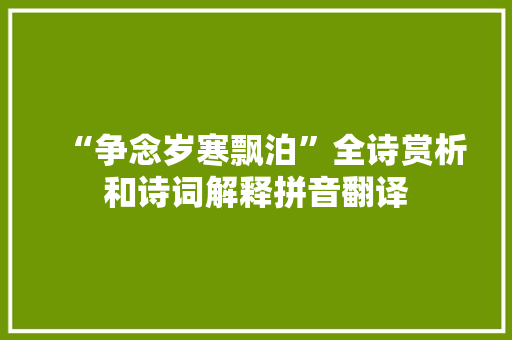 “争念岁寒飘泊”全诗赏析和诗词解释拼音翻译