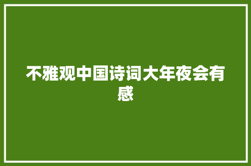 不雅观中国诗词大年夜会有感