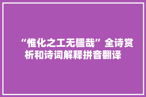 “惟化之工无疆哉”全诗赏析和诗词解释拼音翻译