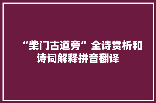 “柴门古道旁”全诗赏析和诗词解释拼音翻译