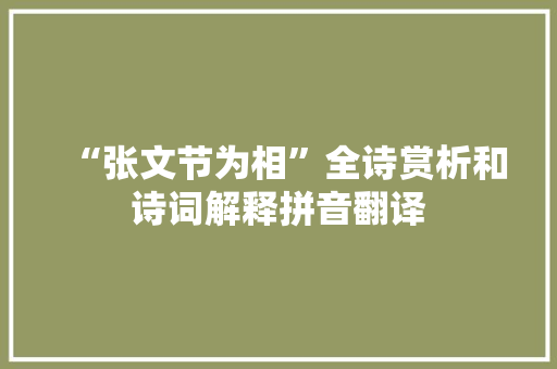 “张文节为相”全诗赏析和诗词解释拼音翻译