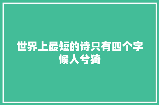 世界上最短的诗只有四个字候人兮猗