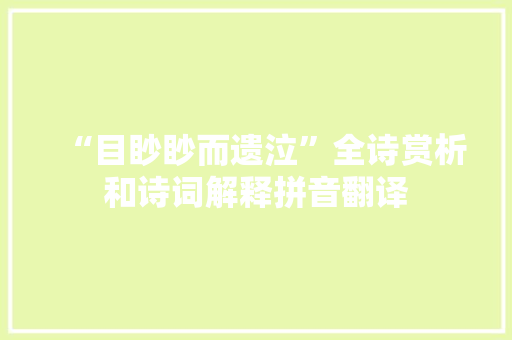 “目眇眇而遗泣”全诗赏析和诗词解释拼音翻译