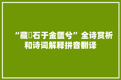 “藏瑉石于金匮兮”全诗赏析和诗词解释拼音翻译