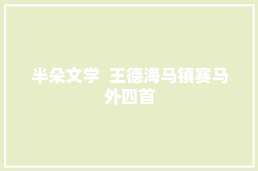 半朵文学  王德海马镇赛马外四首