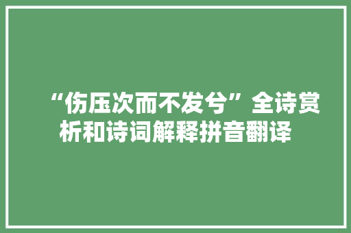 “伤压次而不发兮”全诗赏析和诗词解释拼音翻译