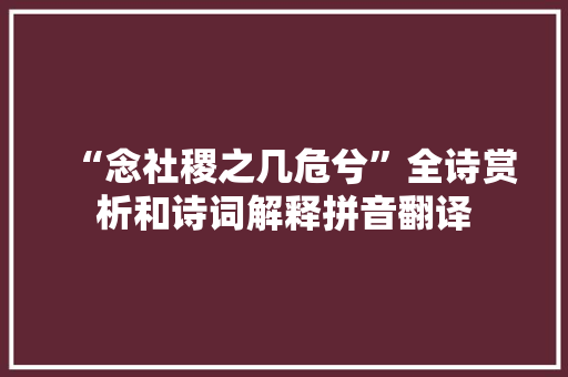 “念社稷之几危兮”全诗赏析和诗词解释拼音翻译