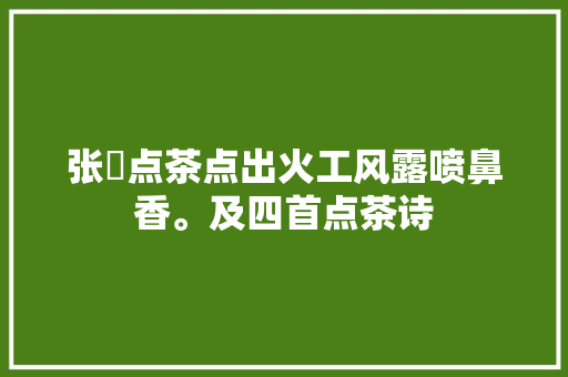 张栻点茶点出火工风露喷鼻香。及四首点茶诗