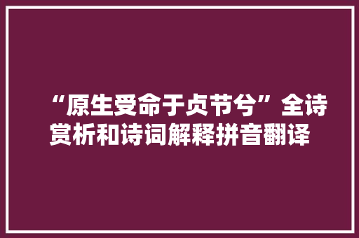 “原生受命于贞节兮”全诗赏析和诗词解释拼音翻译