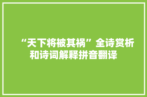 “天下将被其祸”全诗赏析和诗词解释拼音翻译