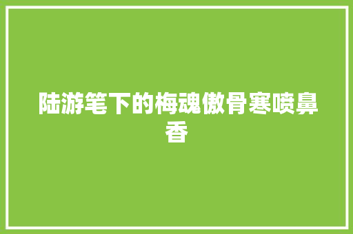 陆游笔下的梅魂傲骨寒喷鼻香