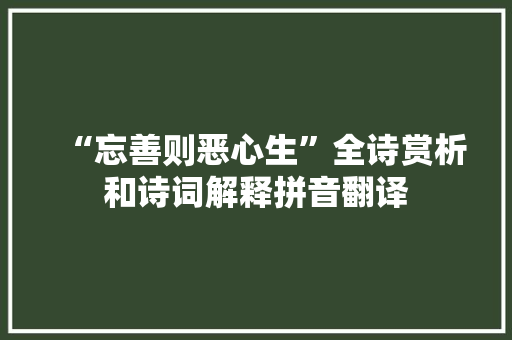 “忘善则恶心生”全诗赏析和诗词解释拼音翻译