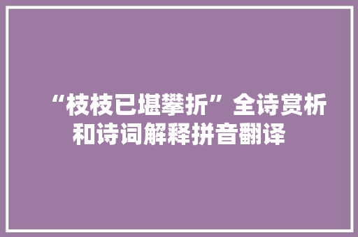 “枝枝已堪攀折”全诗赏析和诗词解释拼音翻译