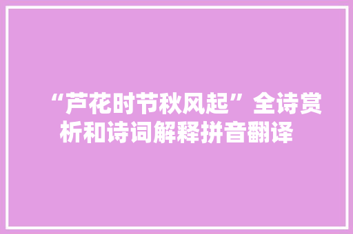 “芦花时节秋风起”全诗赏析和诗词解释拼音翻译