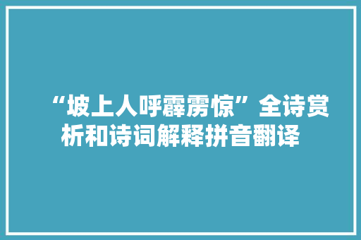 “坡上人呼霹雳惊”全诗赏析和诗词解释拼音翻译